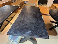 Eettafel, zwart hardhout, zwart metalen x-poot - afbeelding 3 van  5