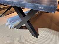 Eettafel, zwart hardhout, zwart metalen x-poot - afbeelding 4 van  5
