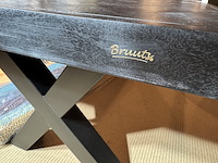 Eettafel, zwart hardhout, zwart metalen x-poot - afbeelding 5 van  5