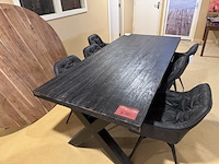 Eettafel, zwart hout, zwart metalen x-poot - afbeelding 2 van  4