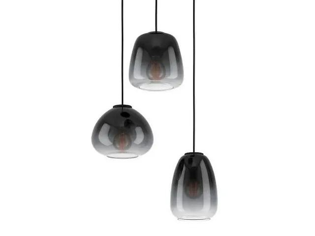 Eglo 900196 pendant light aguilares frosted glass black-grey-transparent e27 3x40w h eglo - afbeelding 1 van  4