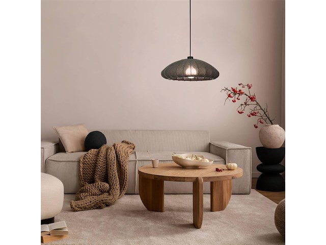 Eglo barlaston hanglamp e27 45 cm uitwasbaar textiel zwart grijs - afbeelding 3 van  4