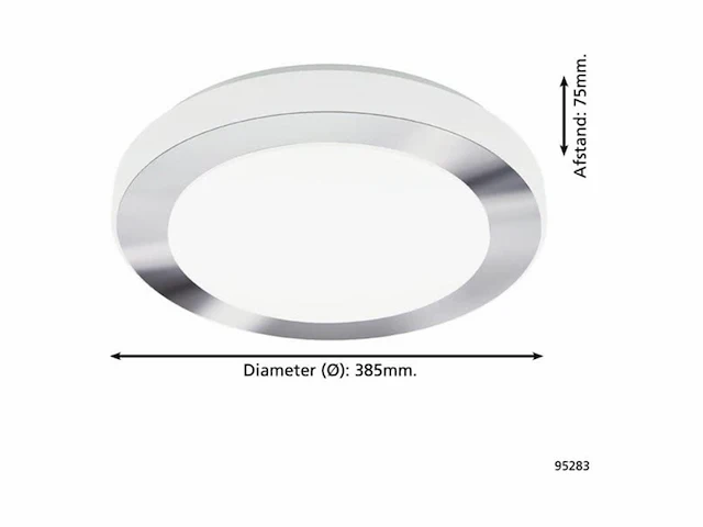 Eglo batholino led carpi wand/plafondlamp 1 lichts 38.5 cm wit chroom - afbeelding 3 van  3