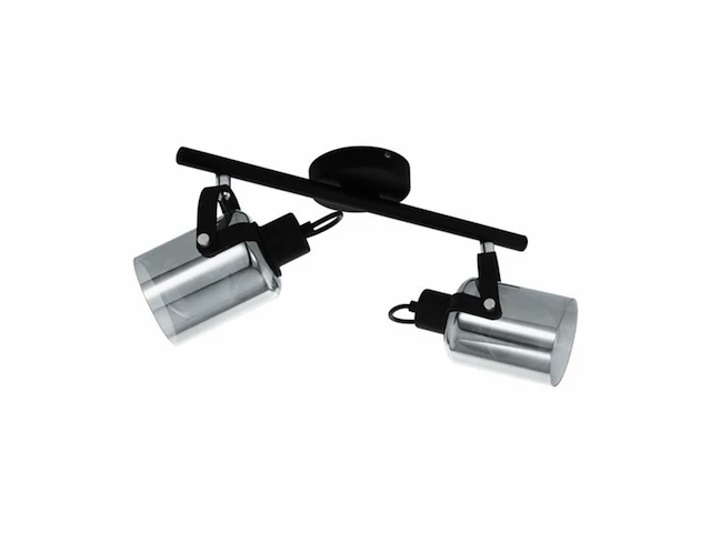 Eglo berregas spot 2 lichts zwart met titanium glas - afbeelding 1 van  1
