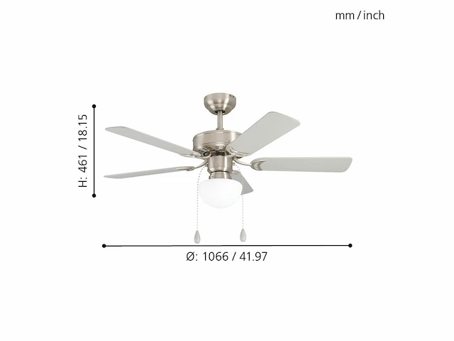 Eglo cadiz plafondlamp met ventilator - 106,6cm - ac longer life - grijs - afbeelding 3 van  4