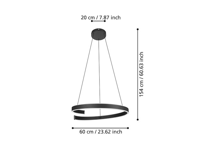 Eglo connect.z smart home led hanglamp andabaiaz metalen pendellamp zigbee app en spraakbesturing alexa lichtkleur instelbaar zwart - afbeelding 1 van  3