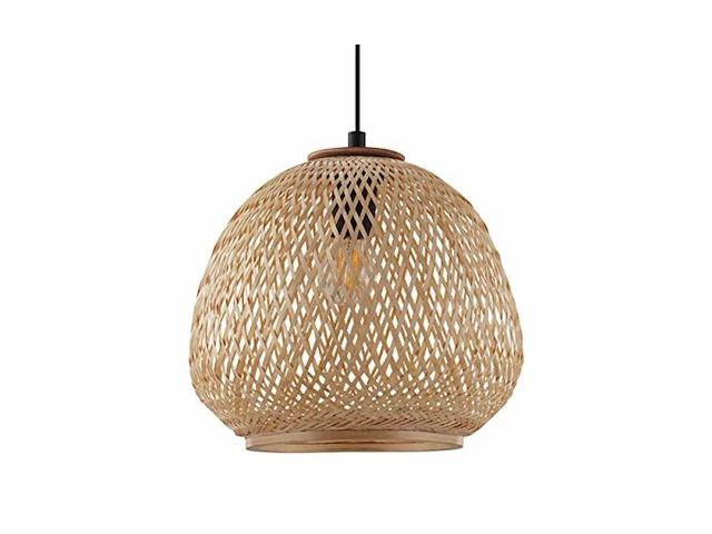 Eglo dembleby hanglamp houten mand gevlochten bruin staal e27 zwart - afbeelding 2 van  3
