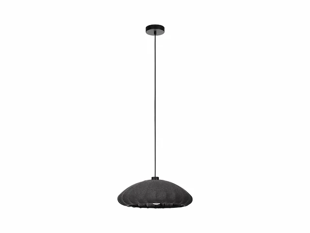 Eglo hanglamp barlaston pendellamp van grijs textiel en zwart metaal e27 fitting - afbeelding 1 van  4