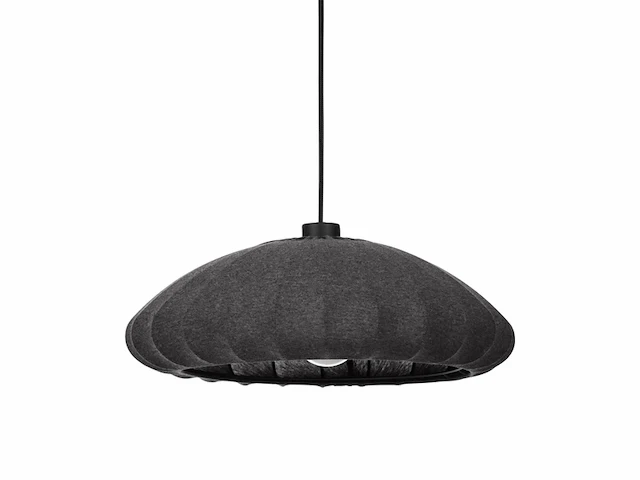 Eglo hanglamp barlaston pendellamp van grijs textiel en zwart metaal e27 fitting - afbeelding 2 van  4