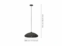 Eglo hanglamp barlaston pendellamp van grijs textiel en zwart metaal e27 fitting - afbeelding 4 van  4