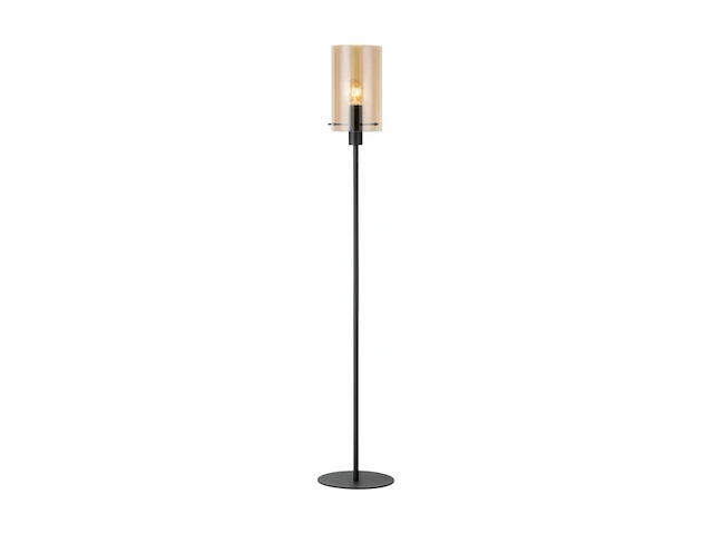 Eglo polverara vloerlamp 1 lichts 18 cm e27 staal amber glas zwart - afbeelding 1 van  4
