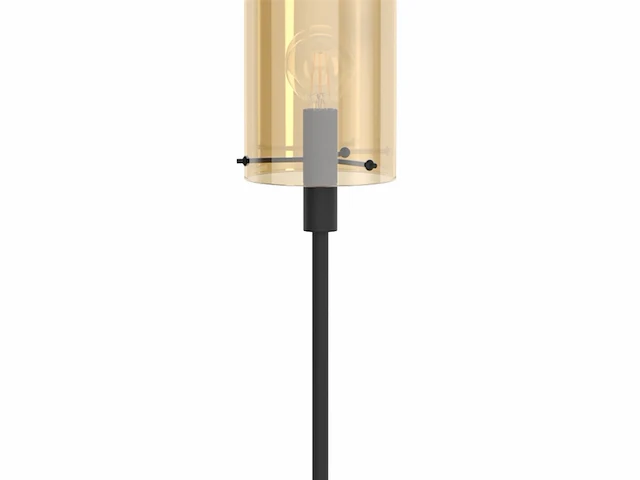 Eglo polverara vloerlamp 1 lichts 18 cm e27 staal amber glas zwart - afbeelding 2 van  4