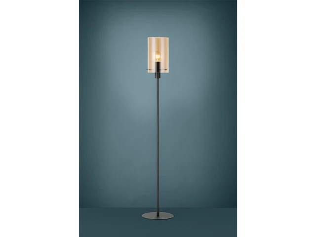 Eglo polverara vloerlamp 1 lichts 18 cm e27 staal amber glas zwart - afbeelding 4 van  4