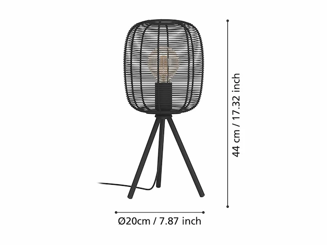 Eglo rinroe tafellamp e27 44 cm zwart - afbeelding 3 van  4
