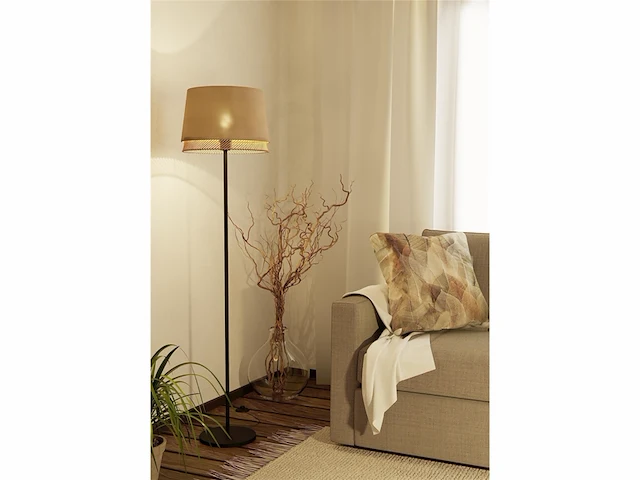 Eglo tabley vloerlamp - e27 - 153 cm - natuur bruin zwart - textiel - afbeelding 2 van  2