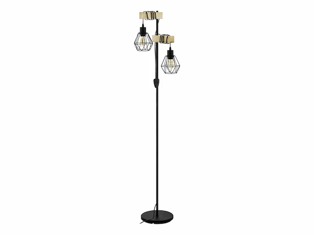 Eglo townshend 5 vloerlamp e27 1665 cm zwart/bruin fsc hout - afbeelding 1 van  4