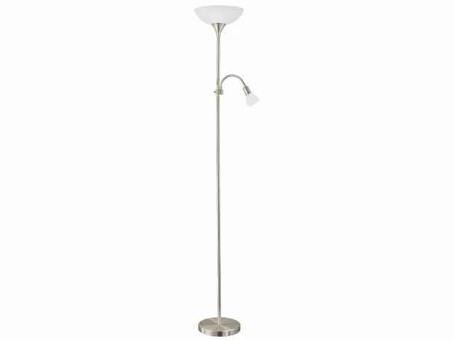 Eglo up 2 vloerlamp e27/e14 176 5 cm rvs/wit - afbeelding 1 van  2