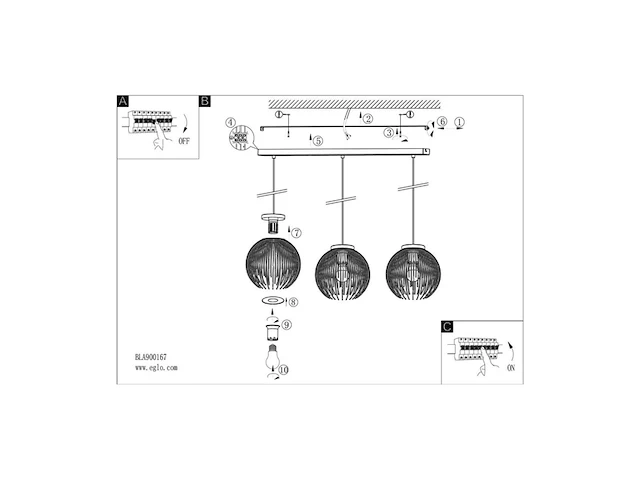 Eglo venezuela hanglamp e27 935 cm goud/zwart - afbeelding 3 van  3