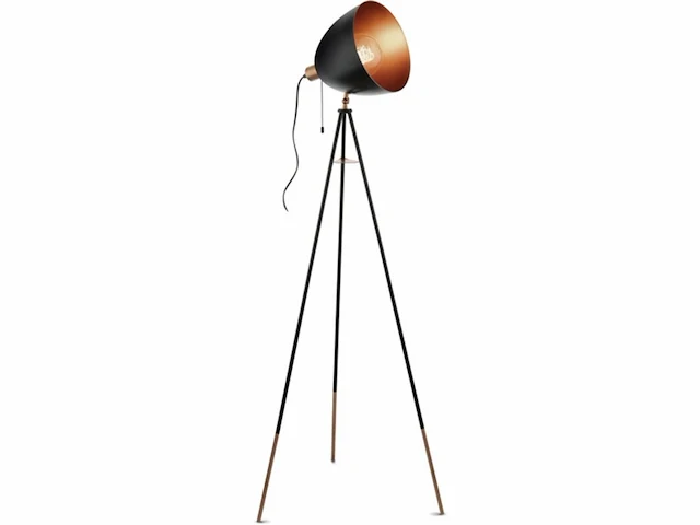 Eglo vintage chester vloerlamp 1 lichts zwart koper - afbeelding 1 van  4