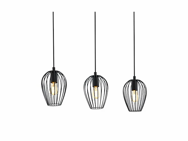 Eglo vintage newtown hanglamp 3 lichts lengte 700mm. zwart - afbeelding 2 van  3