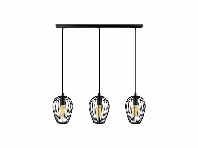 Eglo vintage newtown hanglamp 3 lichts lengte 700mm. zwart - afbeelding 3 van  3