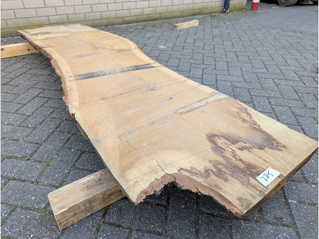 Eiken boomstam plank 250 cm. - afbeelding 1 van  3