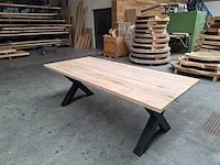 Eiken eettafel 220 cm. - afbeelding 1 van  4