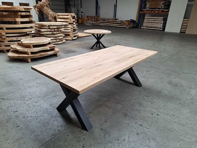 Eiken eettafel 220 cm. - afbeelding 3 van  4