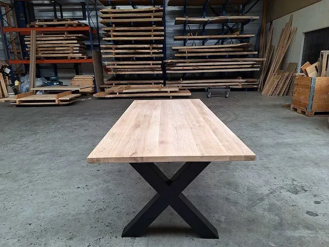 Eiken eettafel 220 cm. - afbeelding 4 van  4