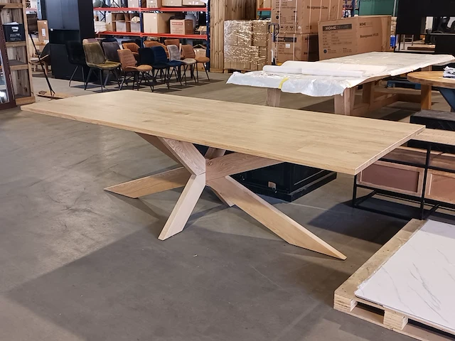 Eiken eettafel rechthoek spinpoot - afbeelding 2 van  17