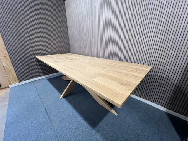 Eiken eettafel rechthoek spinpoot - afbeelding 1 van  17