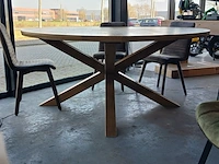 Eiken eettafel rond spinpoot - afbeelding 2 van  6