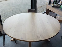 Eiken eettafel rond spinpoot - afbeelding 3 van  6