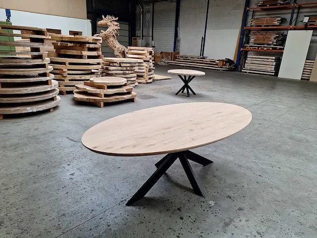Eiken ovale eettafel 220 cm. - afbeelding 3 van  4