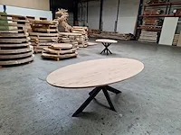 Eiken ovale eettafel 220 cm. - afbeelding 3 van  4