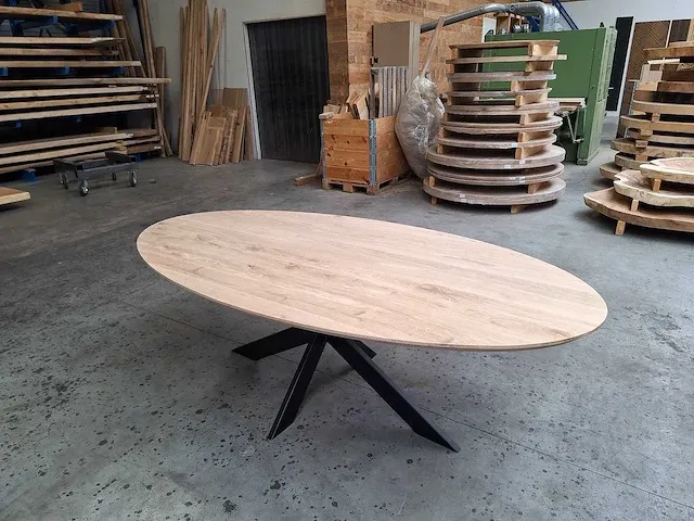 Eiken ovale eettafel 220 cm. - afbeelding 4 van  4