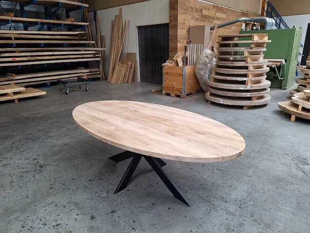 Eiken ovale eettafel 220 cm. - afbeelding 2 van  4