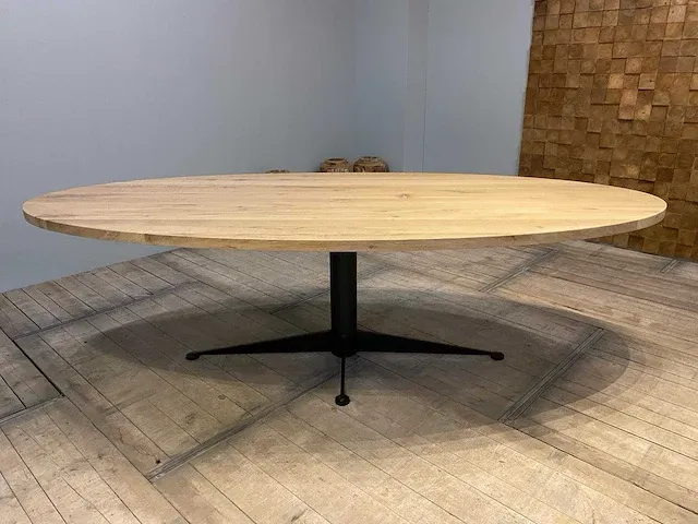 Eiken ovale eettafel 260 cm. - afbeelding 1 van  4