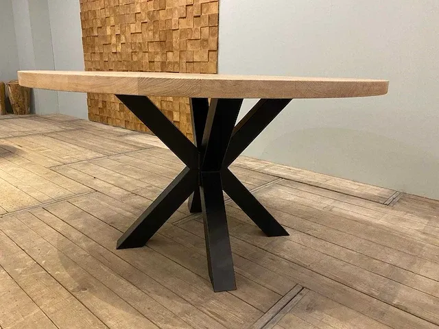 Eiken ronde eettafel 130 cm. - afbeelding 4 van  4