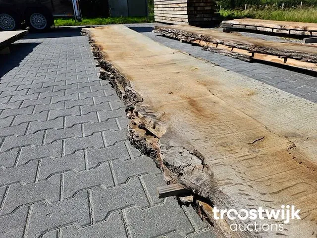 Eiken schaaldelen 2 stuks 535cm breedte 67-92cm dikte 5cm - afbeelding 2 van  5