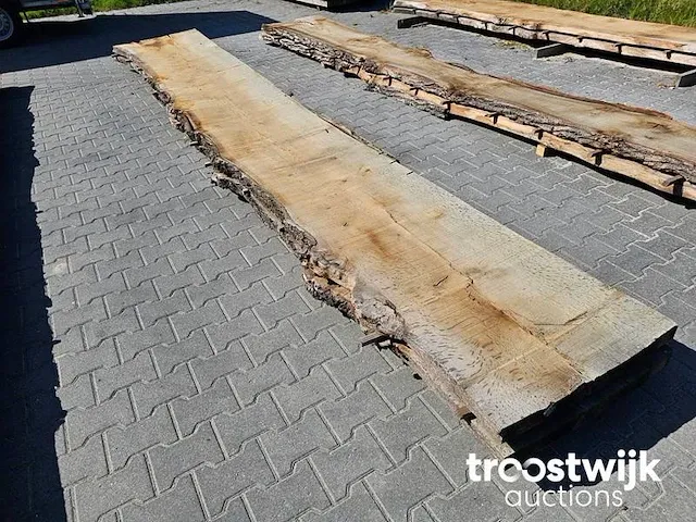 Eiken schaaldelen 2 stuks 535cm breedte 67-92cm dikte 5cm - afbeelding 4 van  5