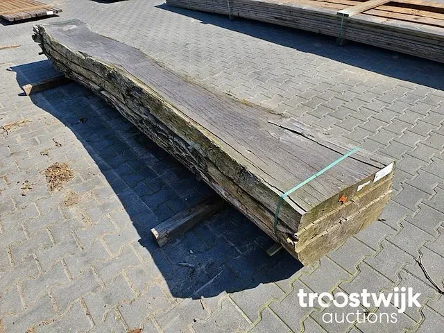Eiken schaaldelen complete stam 405cm 8cm dik 4 stuks - afbeelding 1 van  5