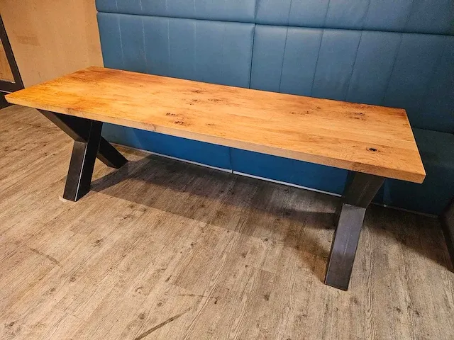 Eiken tafel - x poot - afbeelding 2 van  6