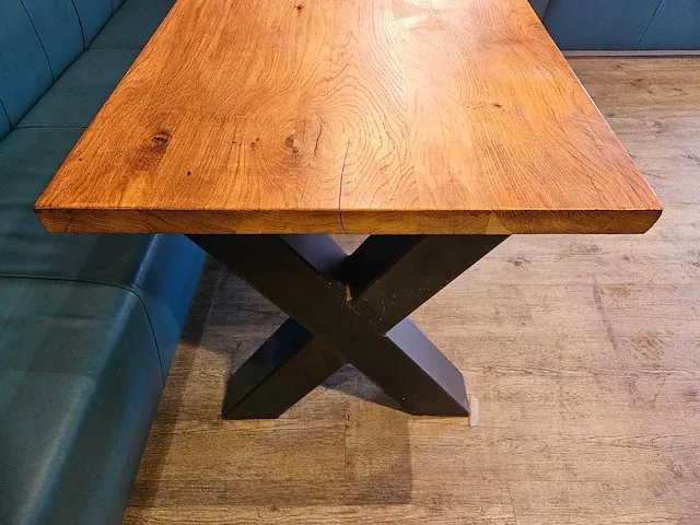 Eiken tafel - x poot - afbeelding 3 van  6