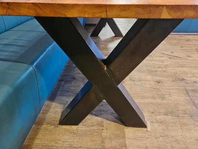 Eiken tafel - x poot - afbeelding 4 van  6