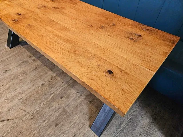 Eiken tafel - x poot - afbeelding 5 van  6