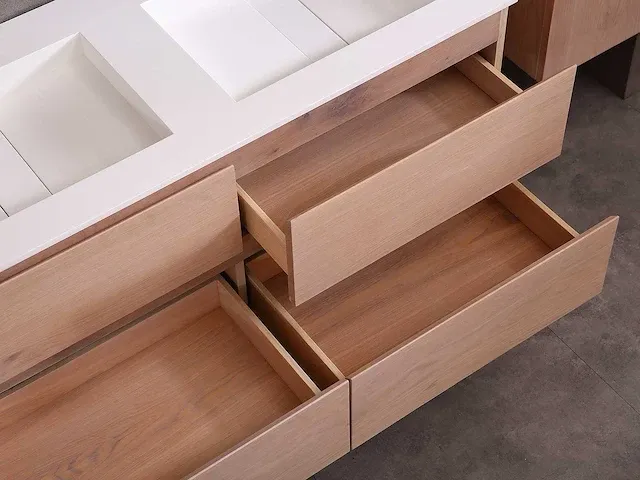 Eikenhout badkamermeubel 120cm - afbeelding 6 van  32