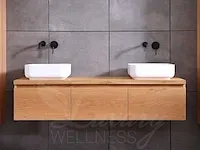 Eikenhout badkamermeubel 150cm (natural/white wash/grey smoked) - afbeelding 15 van  31