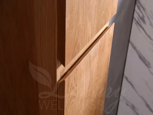 Eikenhout badkamermeubel 150cm (natural/white wash/grey smoked) - afbeelding 18 van  31