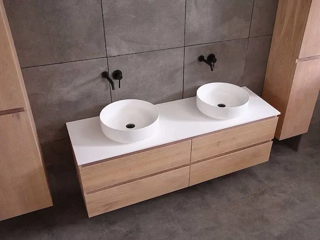 Eikenhout badkamermeubel 160cm (3 kleuren beschikbaar) - afbeelding 5 van  98